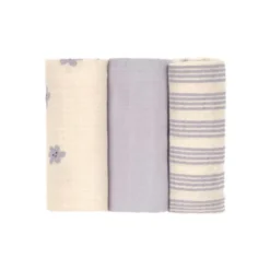 Lässig Tiny Team Swaddle & Burp Doeken - 3 Stuks - 60 x 60 cm - Pastel Lila