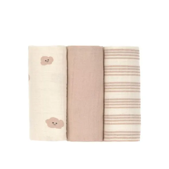 Lässig Tiny Team Swaddle & Burp Doeken - 3 Stuks - 60 x 60 cm - Mushroom