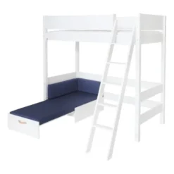 Manis-h FENRIS Combinatie Hoogslaper Met Lattenbodem En Slaapbank - 90 x 200 cm - Snow White