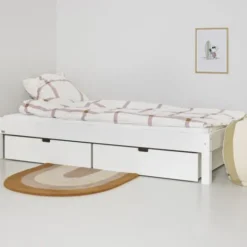 Manis-h Ull Combinatiebed Incl. Lades - 90 x 200 cm - Snow White / Snow White