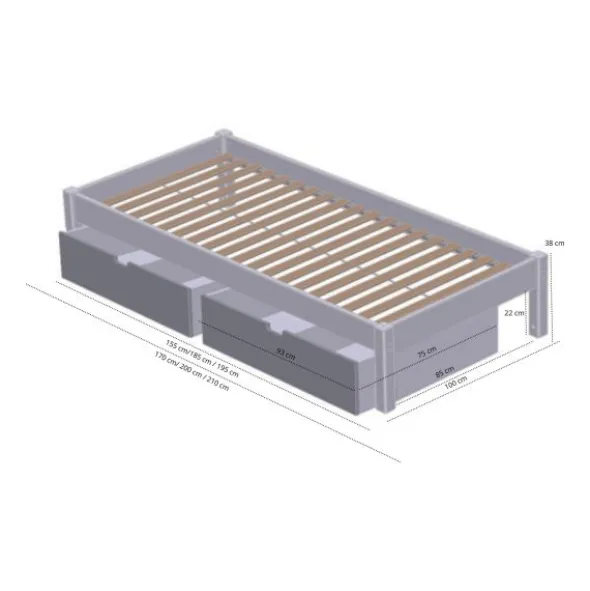 Manis-h Ull Combinatiebed Incl. Lades - 90 x 200 cm - Snow White / Snow White