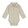 Mats & Merthe Noah Romper Met Kraag Lange Mouw light Brown 1 Mnd