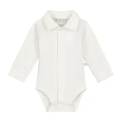 Mats & Merthe Noah Romper Met Kraag Lange Mouw Off White 1 Mnd
