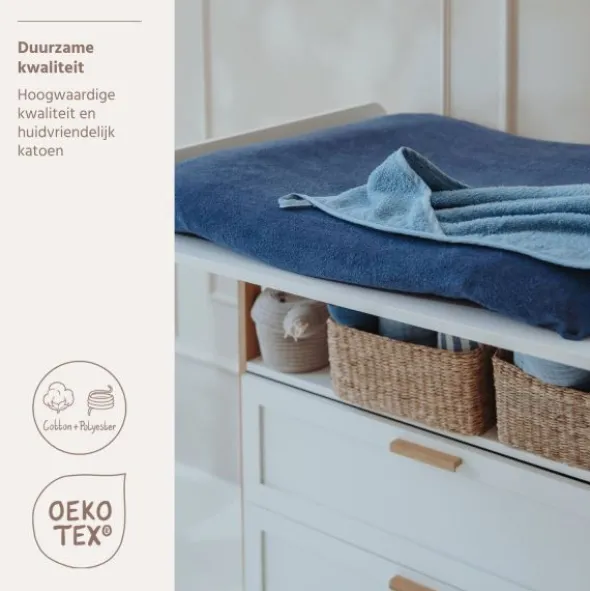 Meyco Aankleedkussenhoes - Badstof - Indigo - 75x85 cm - 2-pack
