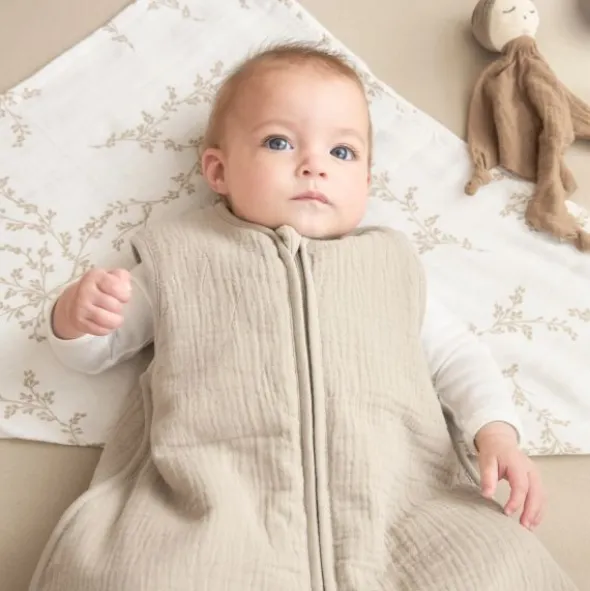 Meyco Baby Uni Baby Slaapzak Gevoerd - 110cm Pre-Washed Hydrofiel - Sand