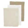 Meyco Baby Uni Washandjes - 3 Stuks - Pre-Washed Hydrofiel - Naturel/Soft Olive/Olive Green