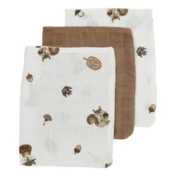 Meyco Baby Uni Washandjes - 3 Stuks - Pre-Washed Hydrofiel - Naturel/Soft Olive/Olive Green