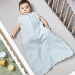Meyco Baby Uni Zomerslaapzak - 70 cm - Pre-Washed Hydrofiel - Grey Blue
