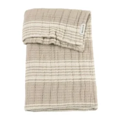 Meyco Ledikantdeken - Hydrofiel Jacquard Stripe - Indigo - 100x150 cm