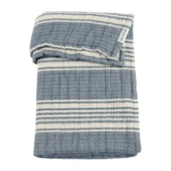Meyco Ledikantdeken - Hydrofiel Jacquard Stripe - Indigo - 100x150 cm