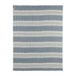 Meyco Ledikantdeken - Hydrofiel Jacquard Stripe - Indigo - 100x150 cm