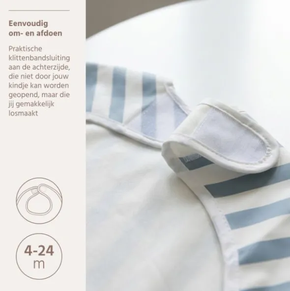 Meyco Mouwslab - Fat Stripe - Jeans Blue - 1-pack