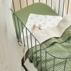 Meyco Wafel Teddy Wiegdeken - 75 x 100 cm - Olive Green