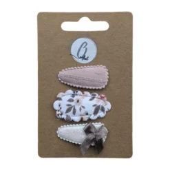 Ootje Kadootje Babyhaarclipjes - 3 Stuks - Schulpbloem/Glitter/Dusty Pink
