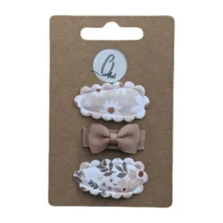 Ootje Kadootje Babyhaarclipjes - 3 Stuks - Schulpbloem/Taupe