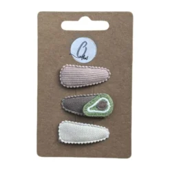 Ootje Kadootje Babyhaarclipjes - 3 Stuks - Groente Avocado/Nude/Ecru