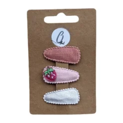 Ootje Kadootje Babyhaarclipjes - 3 Stuks - Fruit Aardbei/Oudroze/Zilver