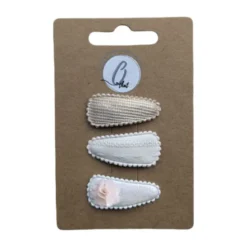 Ootje Kadootje Babyhaarclipjes Chiffon - 3 Stuks - Ivoor/Glitter/Goud