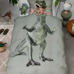 Snurk Dekbedovertrek - Dino Jurassic - 140x200/220 cm - Groen