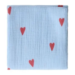 Studio Noos Swaddle - Light Blue Hearts - 70x70 cm