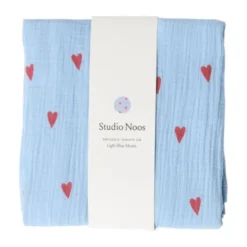Studio Noos Swaddle - Light blue Hearts - 120x120 cm
