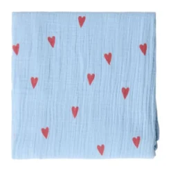Studio Noos Swaddle - Light blue Hearts - 120x120 cm