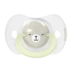Suavinex Wild & Free SX Pro Fopspeen Symmetrisch - 0-6Mnd - 2 Stuks - Silicone - Grijs Glow In The Dark