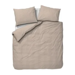Town & Country Gingham Dekbedovertrek - 140 x 220 cm - Taupe