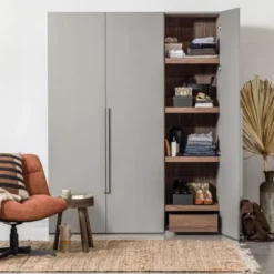 Woood Rens Kledingkast 3-Deurs - Pebble Grey