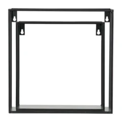 WOOOD Wandplank Kubus Meert - Metaal Zwart - Set van 2